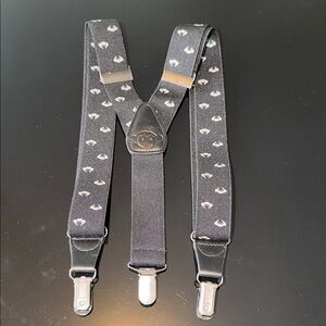 Appaman Black Kids Suspenders with White Heart Design